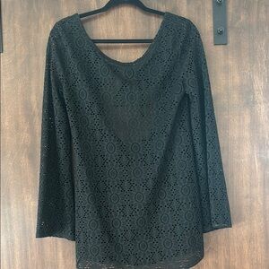 Black long sleeve swim coverup